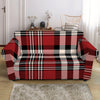 Red Black And White Border Tartan Print Loveseat Slipcover