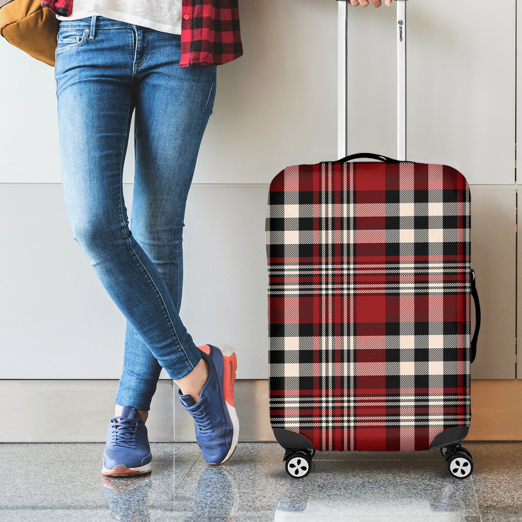 Red Black And White Border Tartan Print Luggage Cover