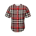 Red Black And White Border Tartan Print Men's Baseball Jersey