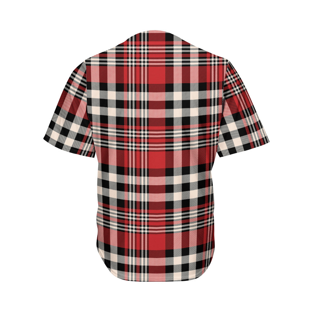 Red Black And White Border Tartan Print Men's Baseball Jersey