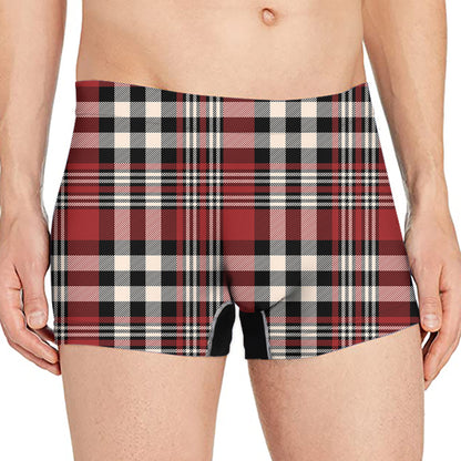 Red Black And White Border Tartan Print Men's Boxer Briefs