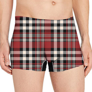 Red Black And White Border Tartan Print Men's Boxer Briefs