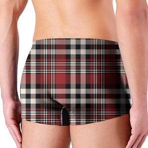 Red Black And White Border Tartan Print Men's Boxer Briefs