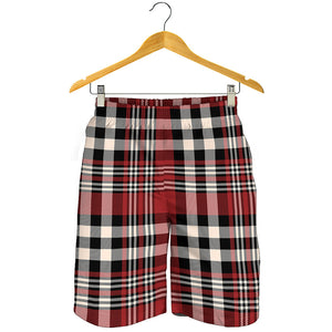 Red Black And White Border Tartan Print Men's Shorts