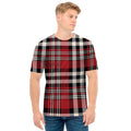 Red Black And White Border Tartan Print Men's T-Shirt