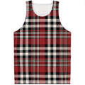 Red Black And White Border Tartan Print Men's Tank Top