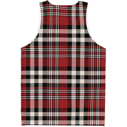 Red Black And White Border Tartan Print Men's Tank Top