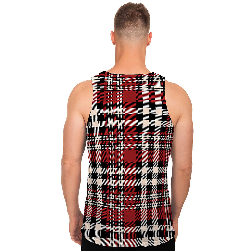 Red Black And White Border Tartan Print Men's Tank Top