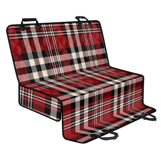 Red Black And White Border Tartan Print Pet Car Back Seat Cover