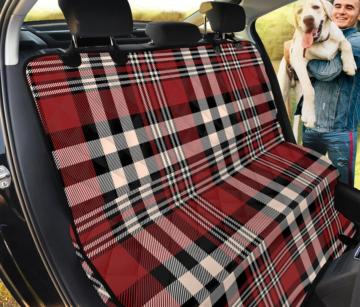 Red Black And White Border Tartan Print Pet Car Back Seat Cover