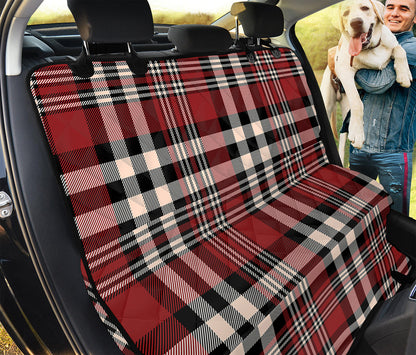 Red Black And White Border Tartan Print Pet Car Back Seat Cover