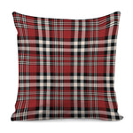 Red Black And White Border Tartan Print Pillow Cover