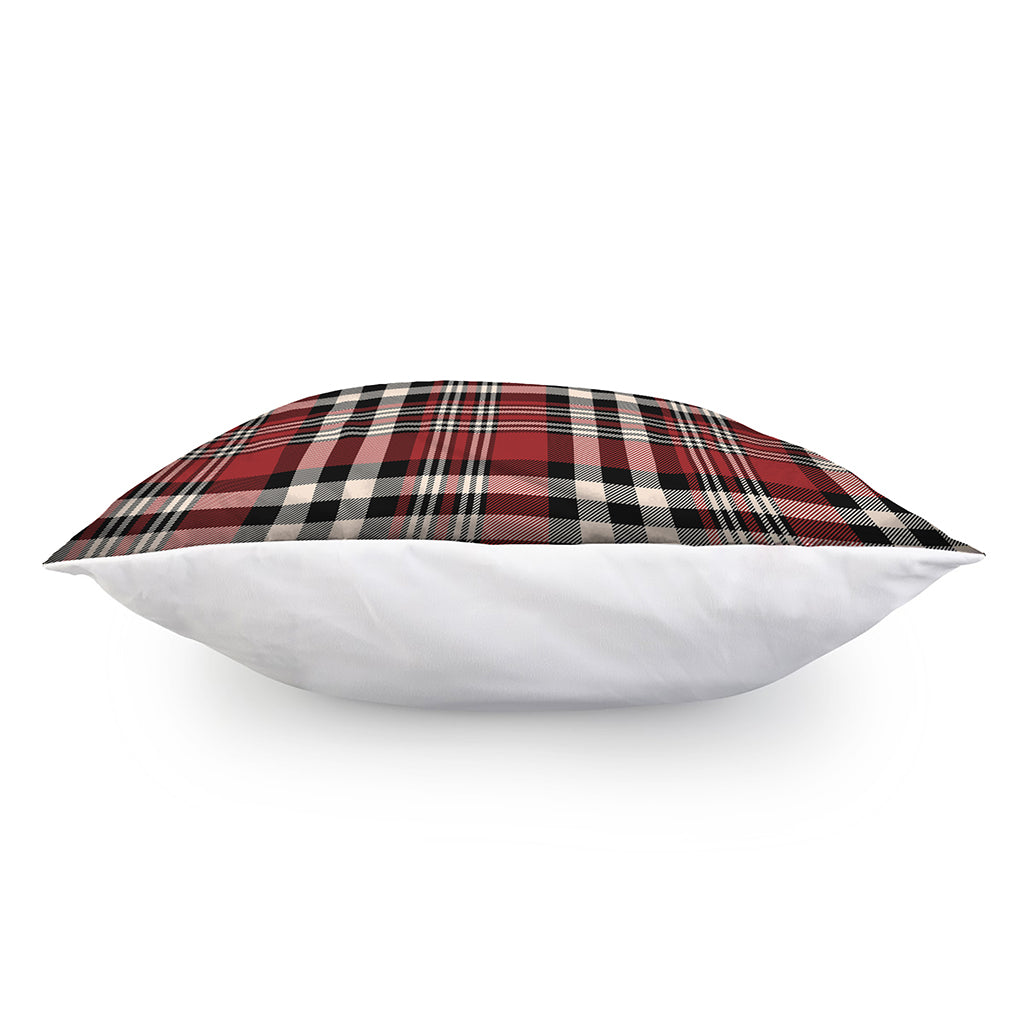 Red Black And White Border Tartan Print Pillow Cover