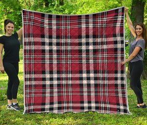 Red Black And White Border Tartan Print Quilt