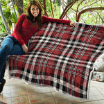 Red Black And White Border Tartan Print Quilt