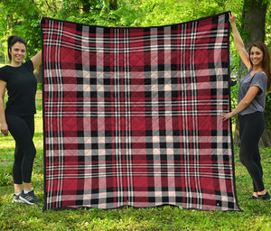 Red Black And White Border Tartan Print Quilt