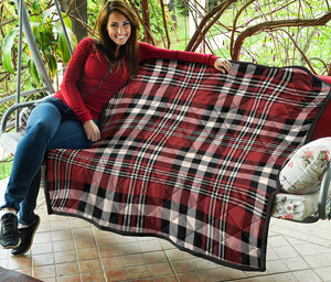 Red Black And White Border Tartan Print Quilt