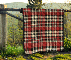 Red Black And White Border Tartan Print Quilt