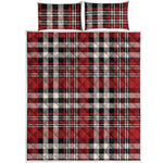 Red Black And White Border Tartan Print Quilt Bed Set