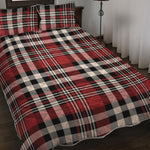 Red Black And White Border Tartan Print Quilt Bed Set