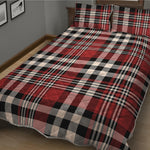 Red Black And White Border Tartan Print Quilt Bed Set