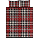 Red Black And White Border Tartan Print Quilt Bed Set