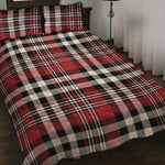 Red Black And White Border Tartan Print Quilt Bed Set