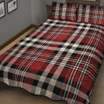 Red Black And White Border Tartan Print Quilt Bed Set