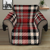 Red Black And White Border Tartan Print Recliner Protector