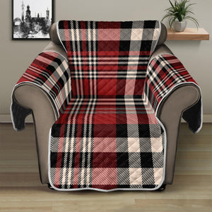 Red Black And White Border Tartan Print Recliner Protector