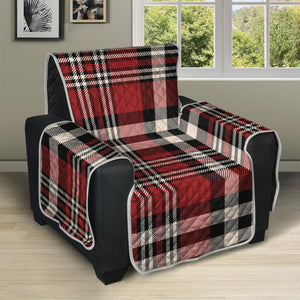 Red Black And White Border Tartan Print Recliner Protector