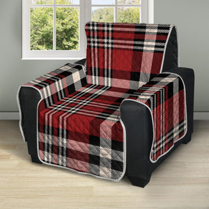 Red Black And White Border Tartan Print Recliner Protector