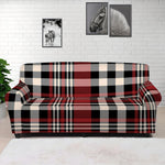 Red Black And White Border Tartan Print Sofa Cover