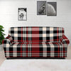 Red Black And White Border Tartan Print Sofa Cover