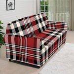 Red Black And White Border Tartan Print Sofa Cover