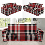 Red Black And White Border Tartan Print Sofa Slipcover