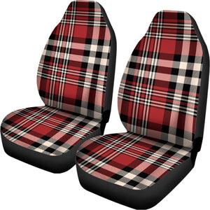 Red Black And White Border Tartan Print Universal Fit Car Seat Covers