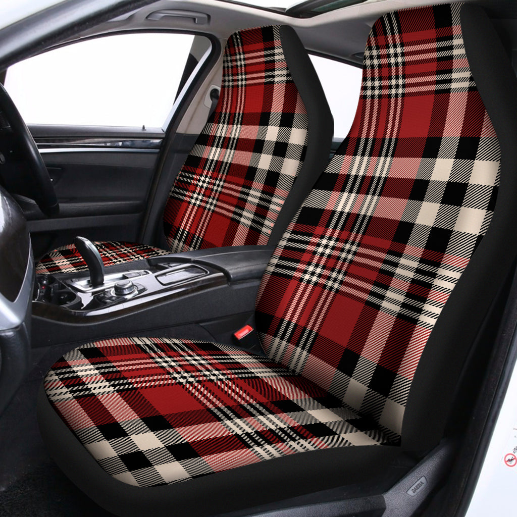 Red Black And White Border Tartan Print Universal Fit Car Seat Covers