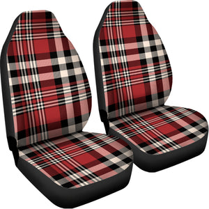 Red Black And White Border Tartan Print Universal Fit Car Seat Covers