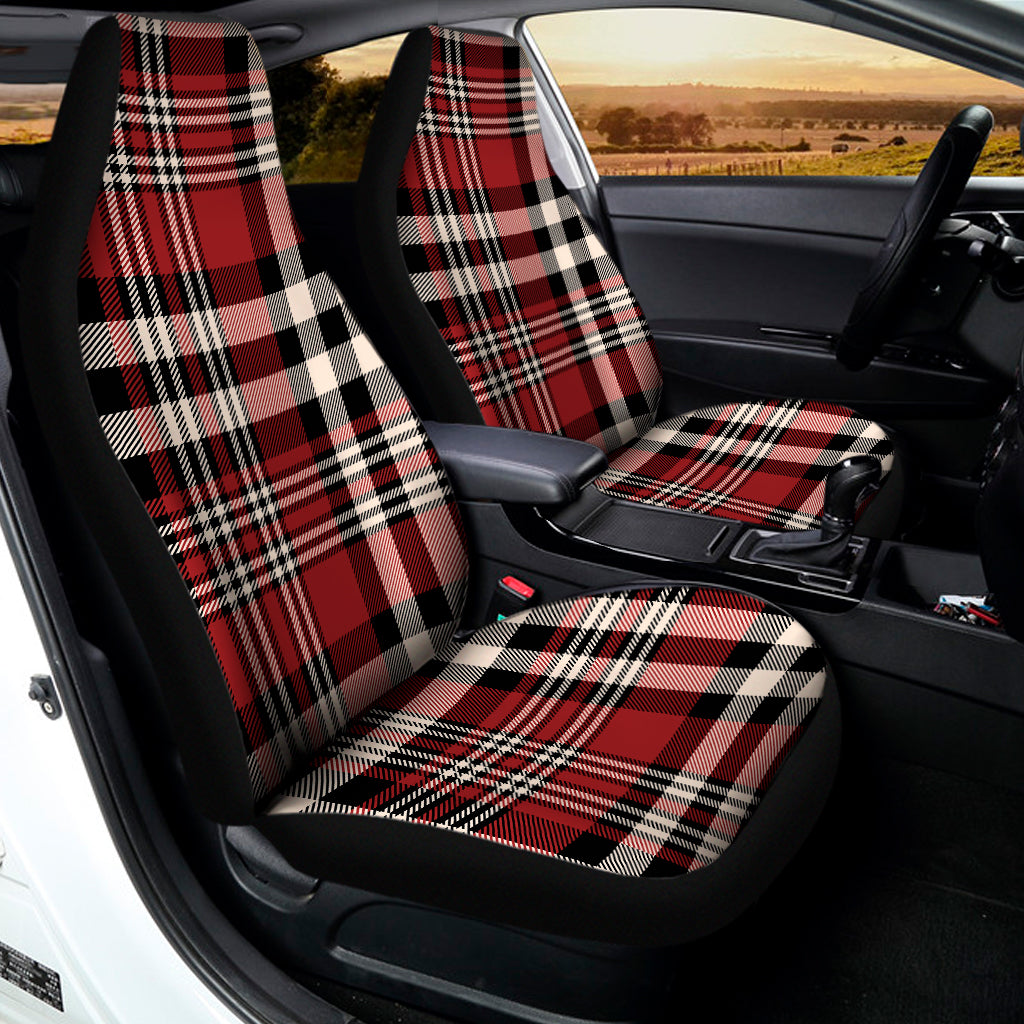 Red Black And White Border Tartan Print Universal Fit Car Seat Covers