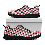 Red Black And White Houndstooth Print Black Sneakers