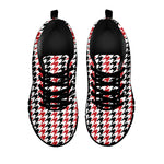 Red Black And White Houndstooth Print Black Sneakers