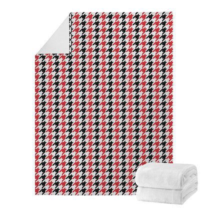 Red Black And White Houndstooth Print Blanket