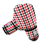 Red Black And White Houndstooth Print Boxing Gloves