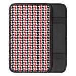 Red Black And White Houndstooth Print Car Center Console Cover