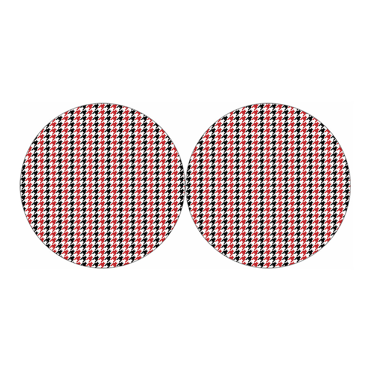 Red Black And White Houndstooth Print Car Coasters