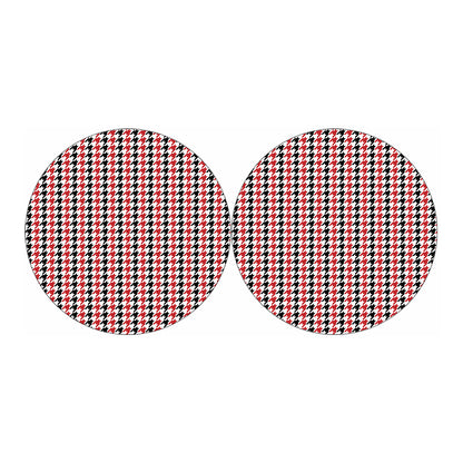 Red Black And White Houndstooth Print Car Coasters