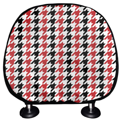 Red Black And White Houndstooth Print Car Headrest Covers