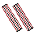 Red Black And White Houndstooth Print Car Seat Belt Covers