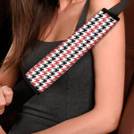 Red Black And White Houndstooth Print Car Seat Belt Covers
